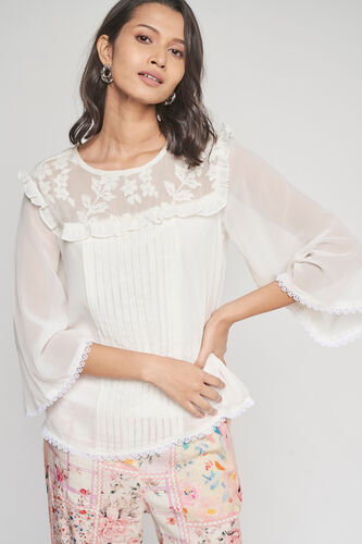 White Solid High-Low Top, White, image 1